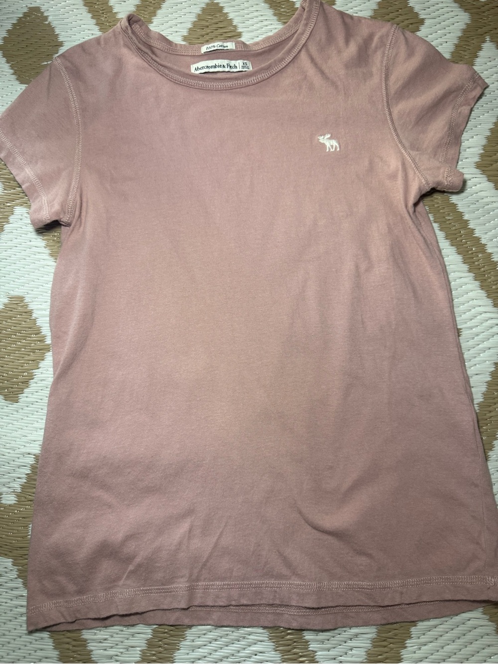 Abercrombie & Fitch Women's Rose-Mauve Logo Crew Tee